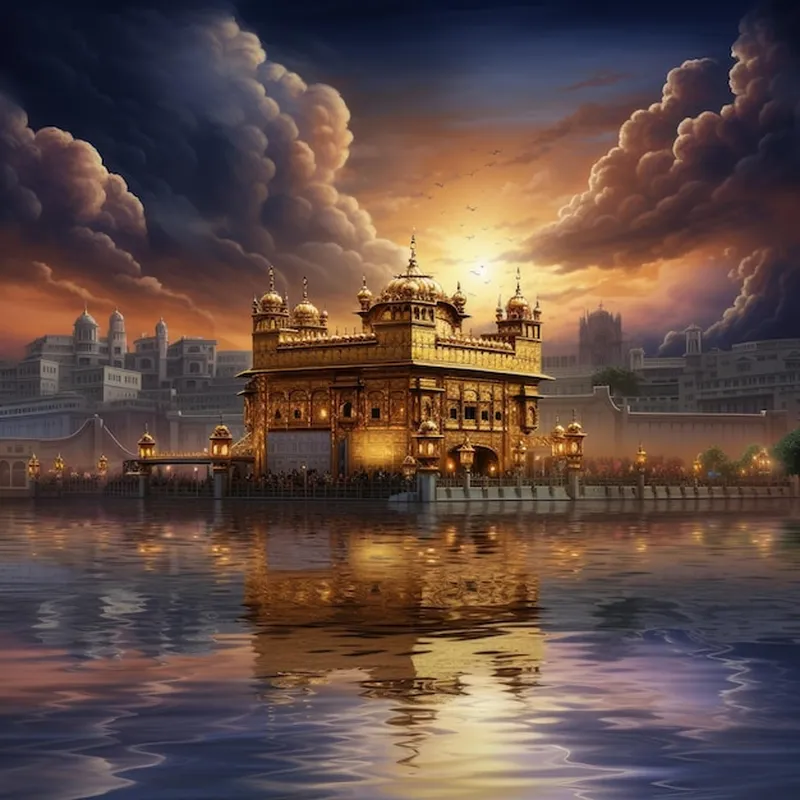 Image Amritsar - Golden Temple image beautiful - Premium Photo | Golden temple in amritsar pretty view with clouds