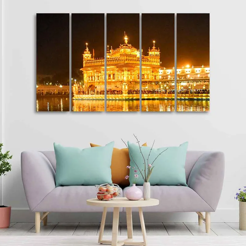 Image Amritsar - Golden Temple image beautiful image beautiful image beautiful image beautiful image beautiful image beautiful image beautiful image beautiful image beautiful - Beautiful Golden Temple Canvas Wall Painting of Five Pieces