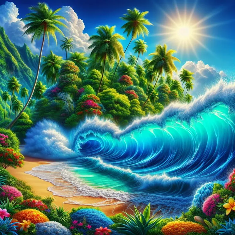 Image Andaman Islands - Tropical Paradise image beautiful image beautiful image beautiful image beautiful - Tropical Island: Vibrant Waves, Sandy Shores & Lush Greenery | AI ...