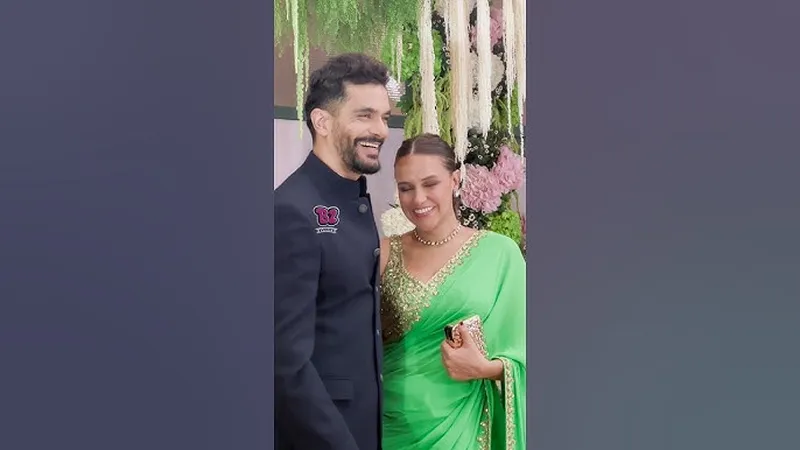 Image Angad Bedi image beautiful - Neha Dhupia in a beautiful green Saree along with hubby Angad Bedi ...