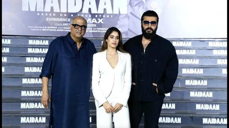 Image Arjun Kapoor image beautiful image beautiful - Maidaan Screening: Janhavi Kapoor looks beautiful, Arjun Kapoor ...