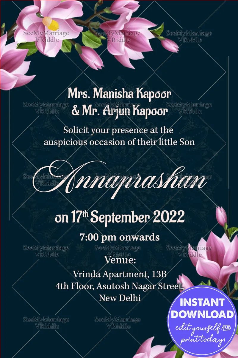 Image Arjun Kapoor image beautiful image beautiful - Beautiful Flower Bokeh Annaprasan Invitation Card – SeeMyMarriage