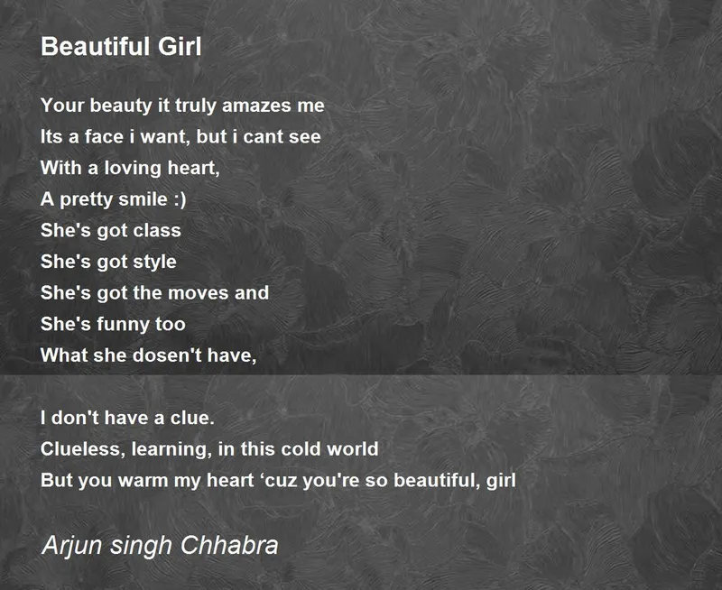 Image Arjun Singh image beautiful image beautiful image beautiful - Beautiful Girl - Beautiful Girl Poem by Arjun singh Chhabra