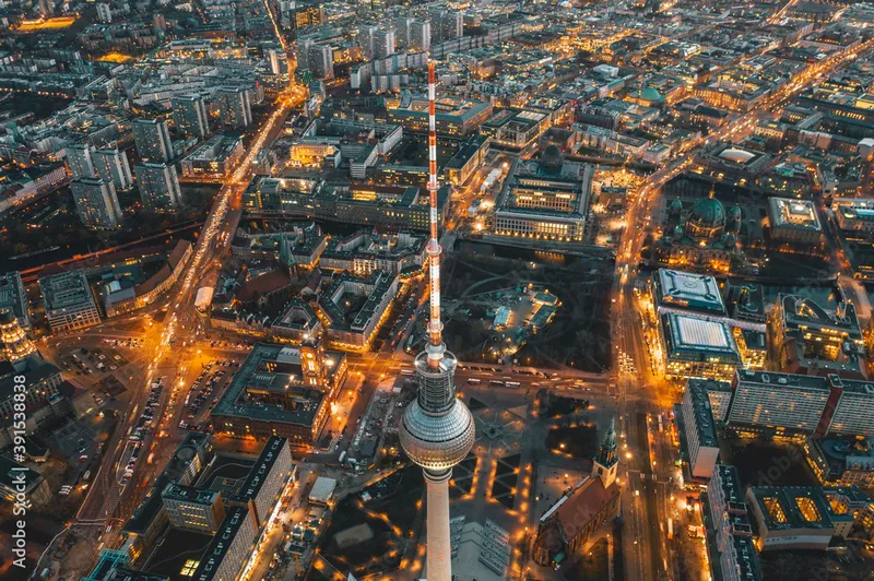 Image Berlin image beautiful image beautiful - Wide View of Beautiful Berlin, Germany Cityscape after Sunset with ...