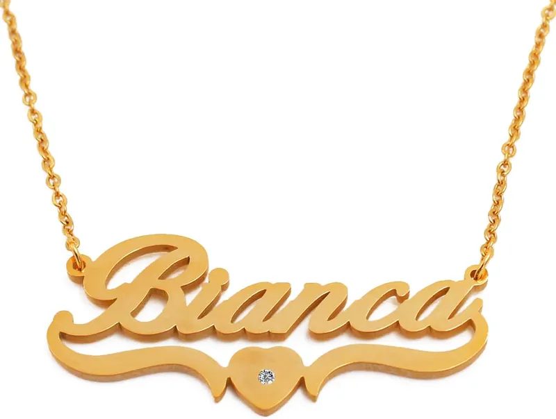 Image Bianca's sister image beautiful - Amazon.com: Kigu Bianca Name Necklace Heart Shaped Gold Plated ...