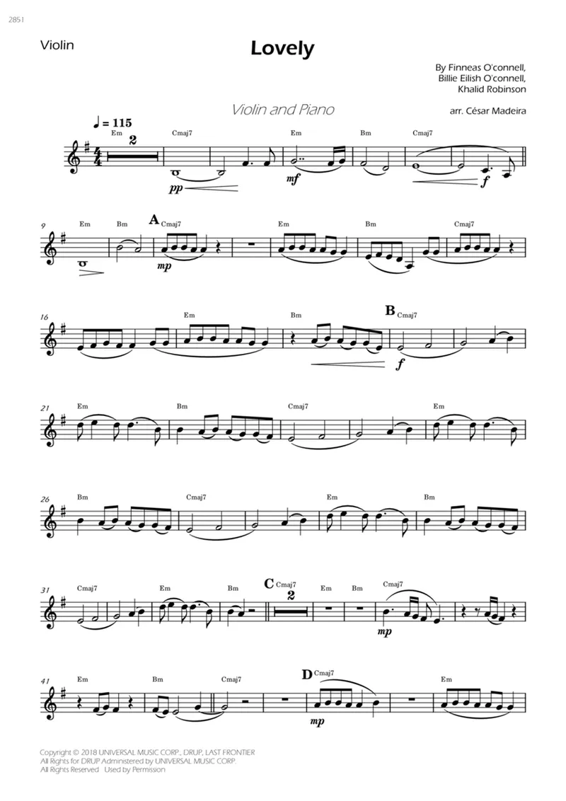 Image Billie Eilish image beautiful image beautiful image beautiful image beautiful image beautiful - Lovely by Billie Eilish - Violin Solo - Digital Sheet Music ...