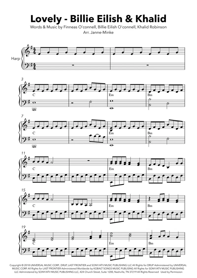 Image Billie Eilish image beautiful image beautiful image beautiful image beautiful image beautiful image beautiful - Lovely by Billie Eilish - Harp - Digital Sheet Music | Sheet Music ...