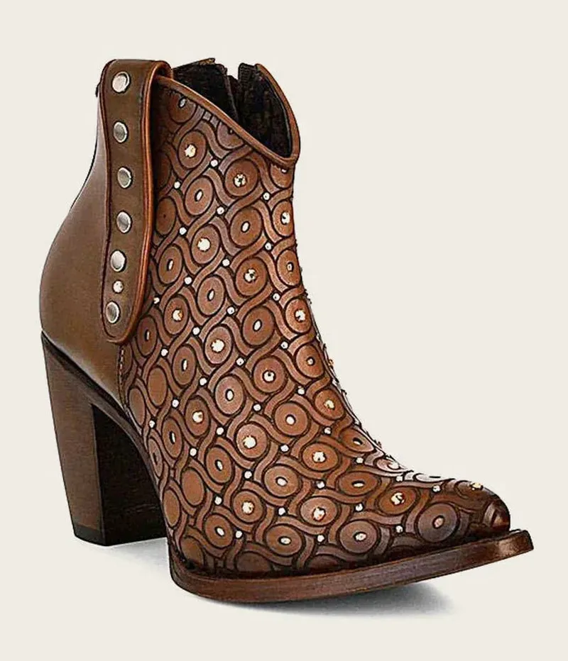 Image Blanco Brown image beautiful - Cuadra Womens Handwoven brown leather bootie with Austrian ...