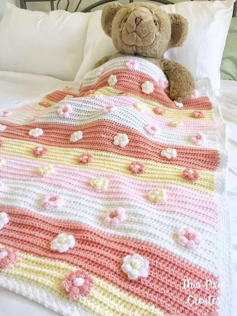 Image Blanket image beautiful - How to Crochet the Blossoms Bloom Baby Blanket - This Pixie Creates