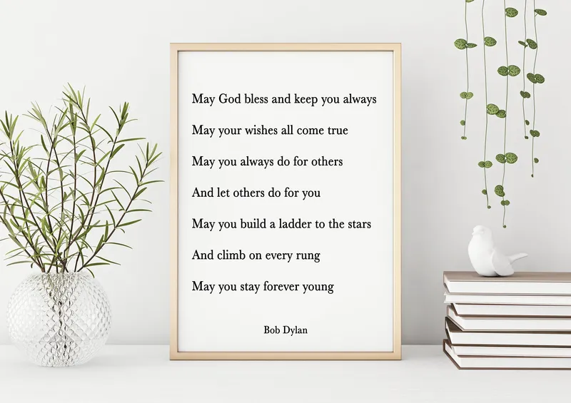 Image Bob Dylan image beautiful image beautiful image beautiful image beautiful image beautiful image beautiful - Bob Dylan Quote Print, May God bless and keep you always. unframed ...