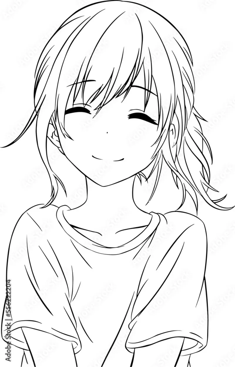 Image Bob image beautiful image beautiful image beautiful - Sketch of beautiful anime girl. Anime girl line drawing. Can be ...