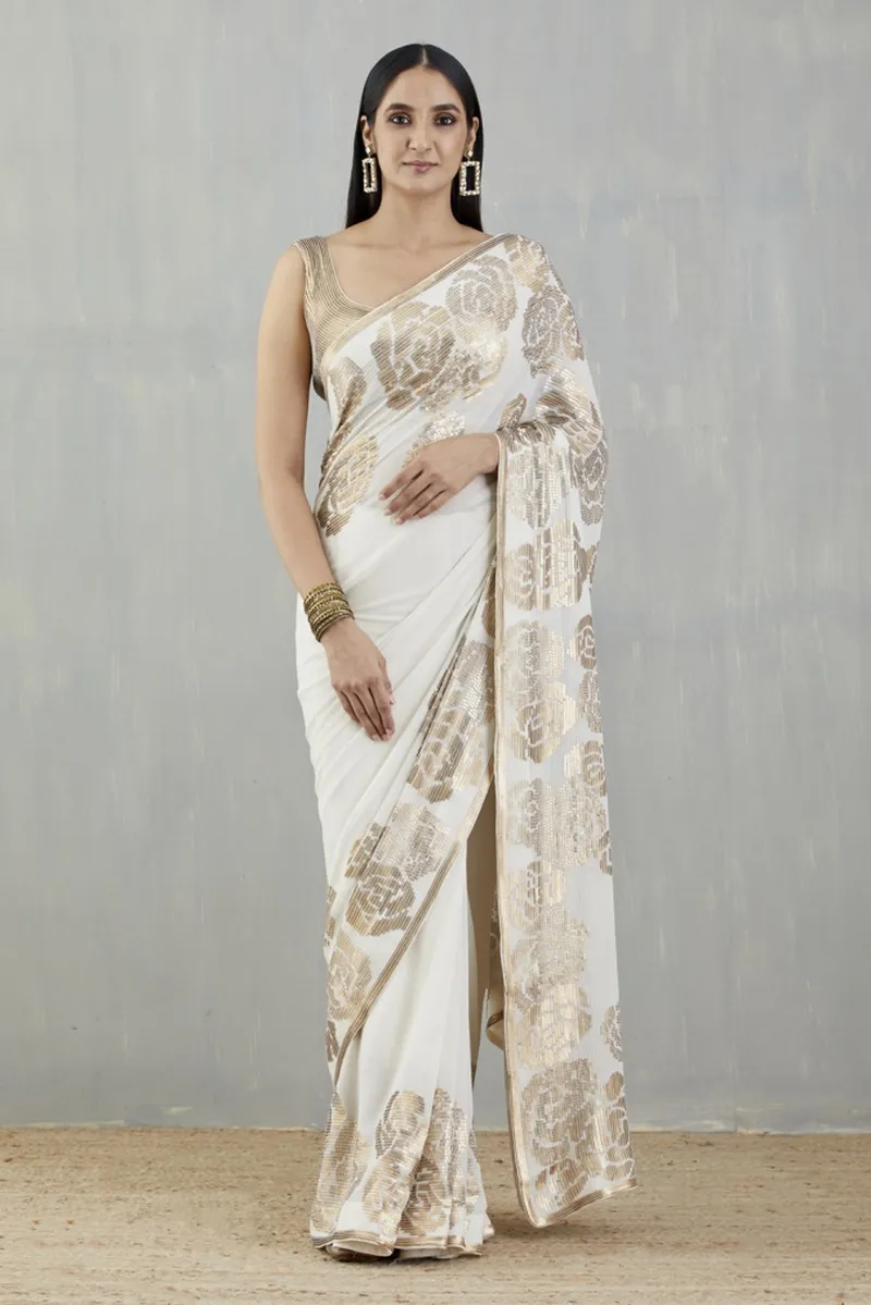 Image Brij Mohan image beautiful image beautiful image beautiful image beautiful image beautiful image beautiful image beautiful - Buy Ivory Gold Roses Saree by NAKUL SEN at Ogaan Online Shopping Site