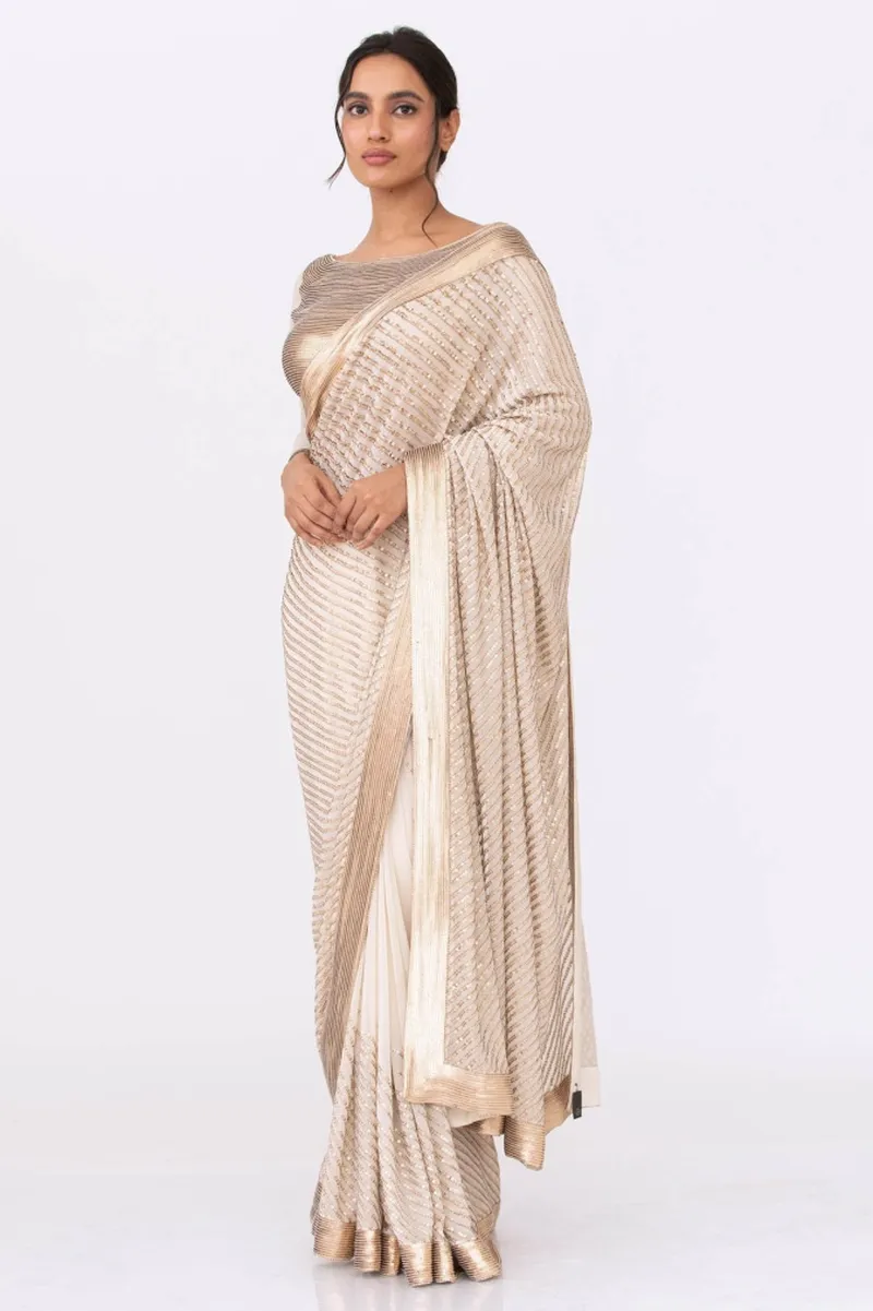 Image Brij Mohan image beautiful image beautiful image beautiful image beautiful image beautiful image beautiful image beautiful image beautiful - Buy Ivory Gold Sequin Embroidery Saree with Blouse by Designer ...