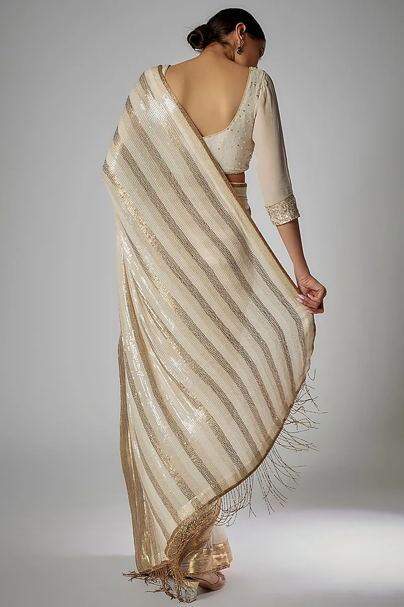 Image Brij Mohan image beautiful image beautiful image beautiful image beautiful image beautiful image beautiful image beautiful image beautiful image beautiful image beautiful - Ivory Chiffon Sequins Embroidered Saree Set by Nakul Sen at ...