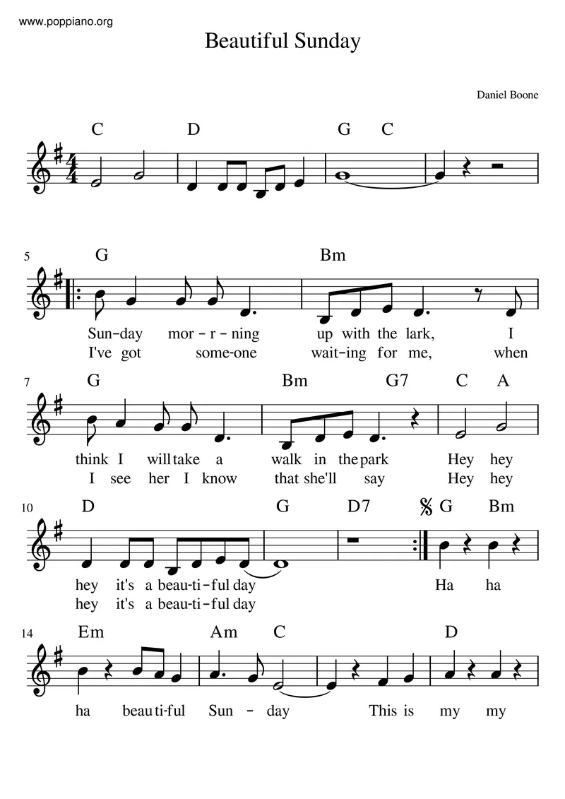 Image Daniel image beautiful image beautiful image beautiful - ☆ Daniel Boone-Beautiful Sunday Sheet Music pdf, - Free Score ...