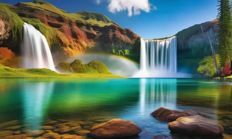 Image David image beautiful image beautiful image beautiful image beautiful image beautiful image beautiful image beautiful image beautiful - A beautiful colorful Waterfall Lagoon - AI Photo Generator - starryai