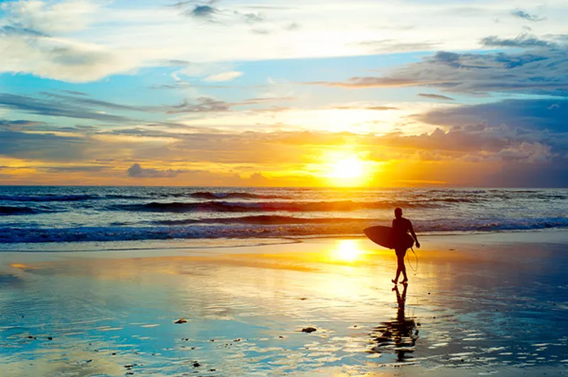 Image Dawn image beautiful - Beautiful dawn with surfers Stock Photo free download