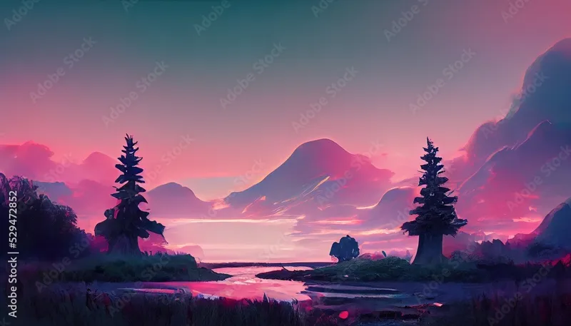 Image Dawn image beautiful image beautiful image beautiful image beautiful image beautiful image beautiful image beautiful image beautiful image beautiful image beautiful - Peaceful river at dawn, dusk. Digital painting of lake in the ...