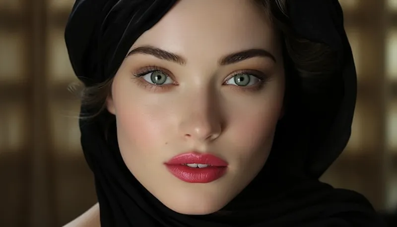 Image Director of Intelligence image beautiful image beautiful image beautiful - Beautiful woman with brown hair wearing a hijab and makeup ...