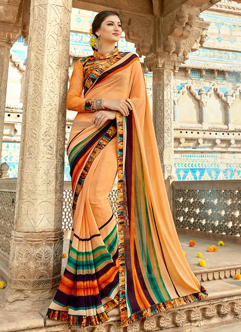 Image Gwalior Fort - Majestic Fort image beautiful image beautiful image beautiful image beautiful - Buy Print Peach Georgette Casual Saree : 97461 -