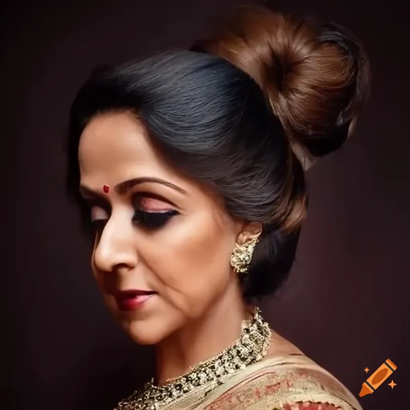 Image Hema Malini image beautiful image beautiful image beautiful image beautiful image beautiful image beautiful image beautiful - Messy bun hairstyle in focus of bollywood actress hema malini with ...