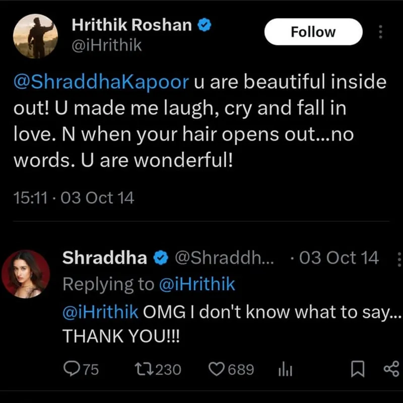 Image Hrithik Roshan image beautiful image beautiful image beautiful - Hrithik Roshan's old tweet about Shraddha Kapoor has resurfaced ...