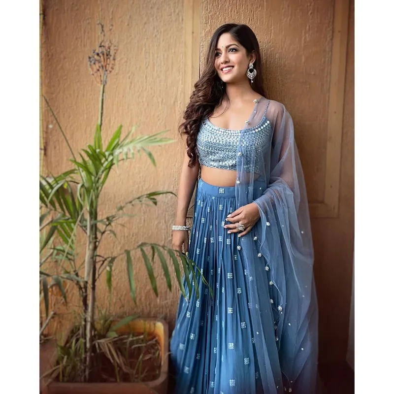 Image Ishita Dutta image beautiful image beautiful image beautiful image beautiful - Ishita Dutta - Cobalt Blue Lehenga Set – Jiya by Veer Design Studio