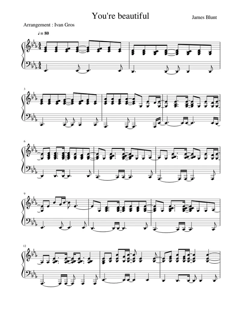 Image James image beautiful image beautiful - You're beautiful (James Blunt) Sheet music for Piano (Solo ...