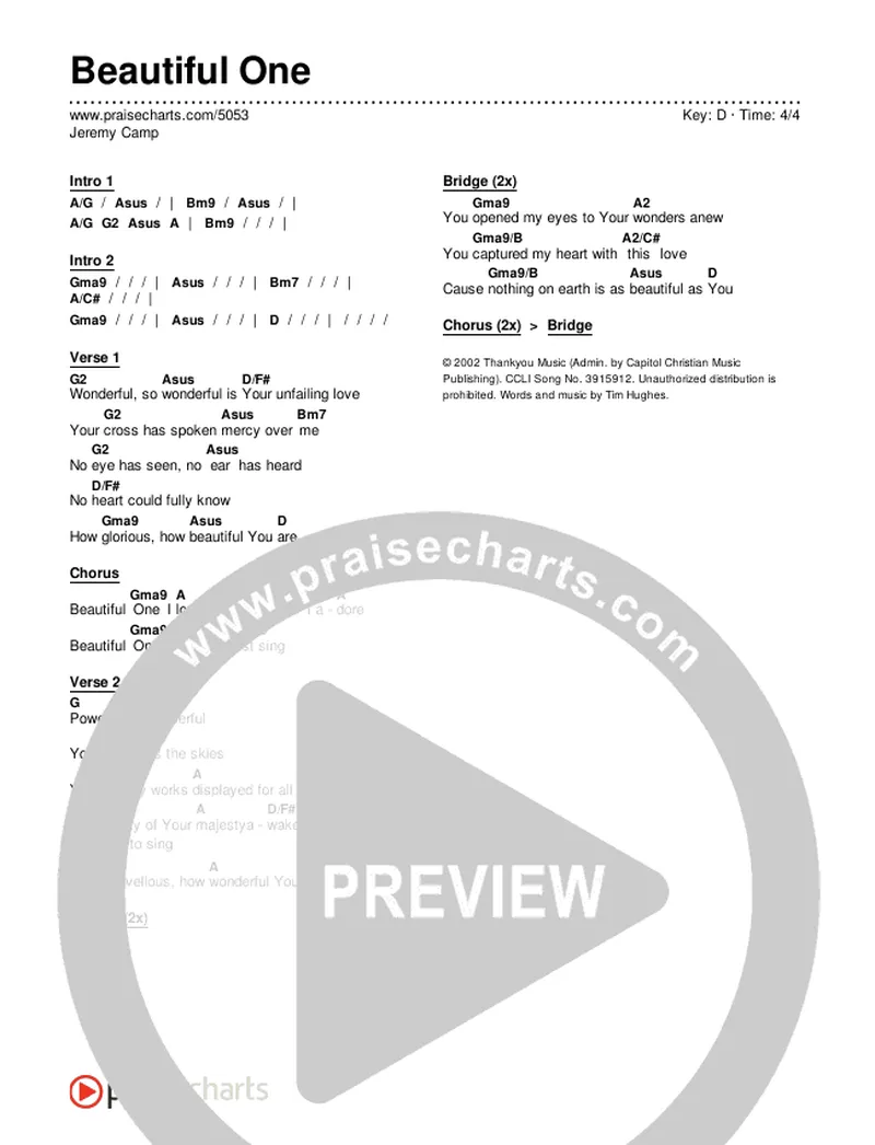 Image Jeremy image beautiful image beautiful - Beautiful One Chords PDF (Jeremy Camp) - PraiseCharts