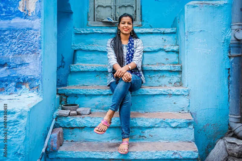 Image Jodhpur - Blue City image beautiful - Beautiful Indian female model at blue district Chandpole of the ...