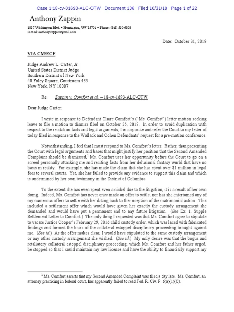 Image Judge Andrew L Carter Jr image beautiful image beautiful image beautiful image beautiful image beautiful image beautiful - Zappin v. Comfort Et Al. - Docket No. 136, Plaintiff's Letter ...