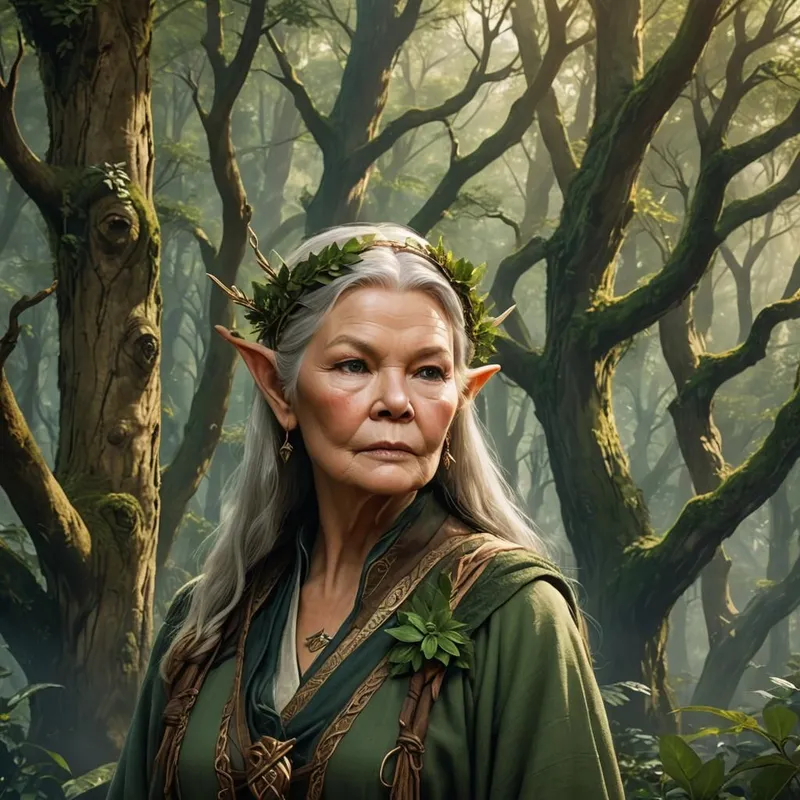 Image Judi Dench image beautiful image beautiful image beautiful image beautiful - DnD character art of {Judi Dench as a wood elf druid}, smooth soft ...