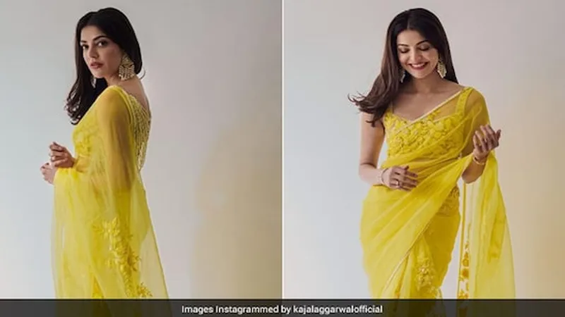 Image Kajal Aggarwal image beautiful image beautiful image beautiful image beautiful - New Bride Kajal Aggarwal Glows In A Beautiful Yellow Embroidered Saree