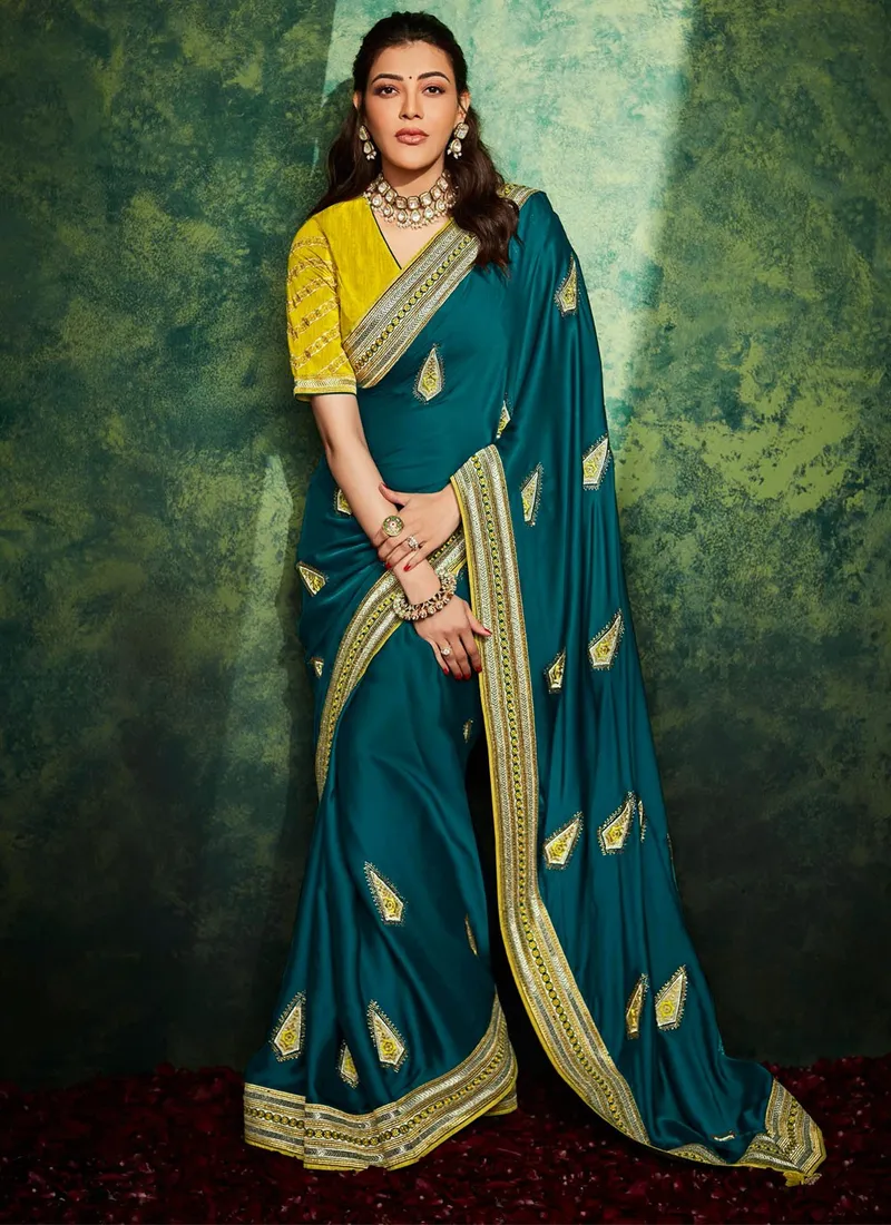 Image Kajal Aggarwal image beautiful image beautiful image beautiful image beautiful image beautiful image beautiful image beautiful image beautiful - Shop Online Patch Border Teal Kajal Aggarwal Traditional Saree ...