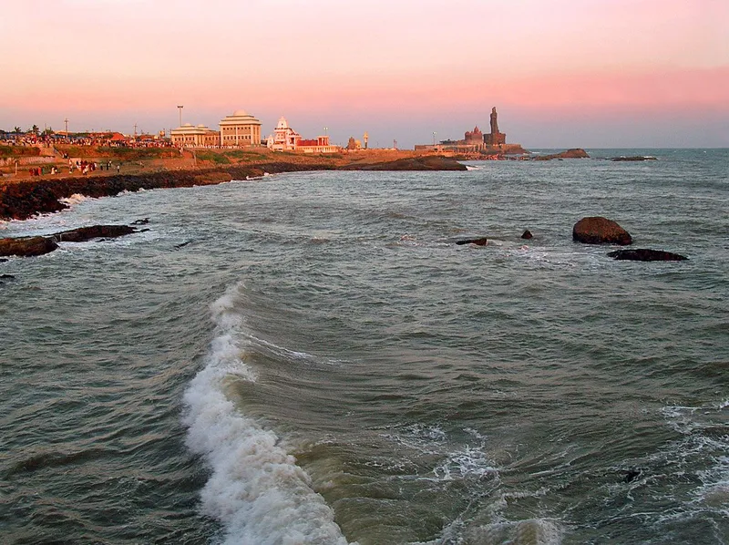 Image Kanyakumari - Southern Tip of India image beautiful - Kanyakumari at Dusk - Photographic Print