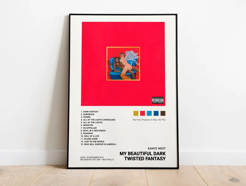 Image Kanye West image beautiful image beautiful image beautiful image beautiful - Kanye West - My Beautiful Dark Twisted Fantasy Album Cover Poster ...