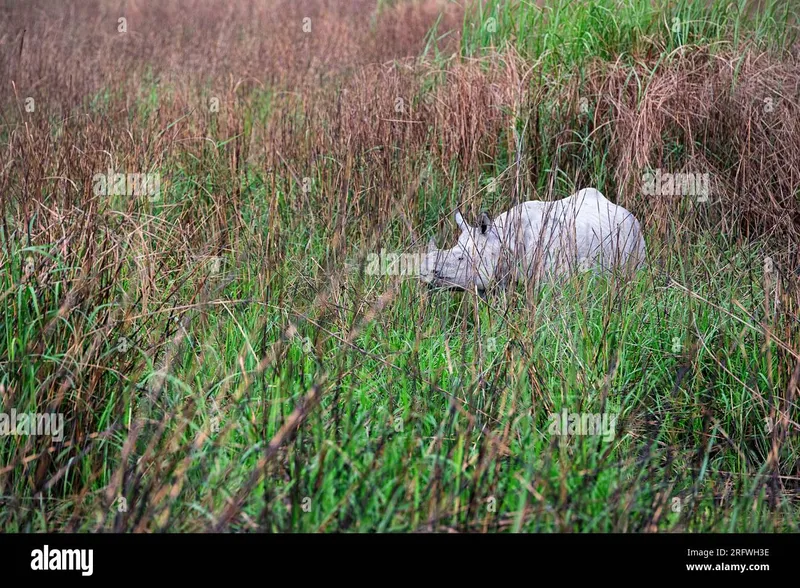 Image Kaziranga National Park - Home of the One-Horned Rhino image beautiful image beautiful - Beautiful Indian Rhinoceros or greater one-horned rhino, hiding in ...