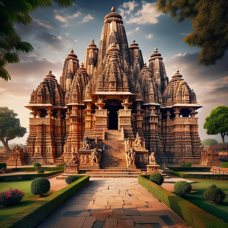 Image Khajuraho - Temples of Love image beautiful - Khajuraho Temple Front View: Architectural Splendor | AI Art ...