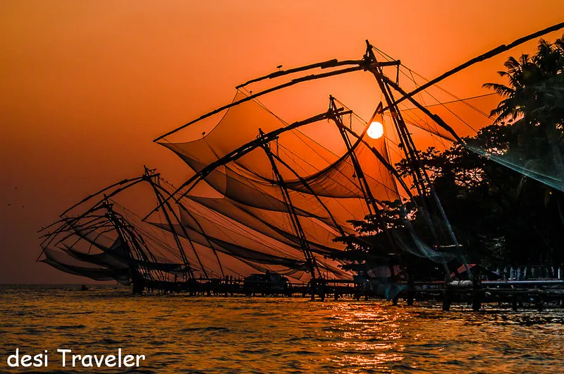 Image Kochi - Chinese Fishing Nets image beautiful - Watching Sunset over Chinese Fishing nets in Cochin Kerala