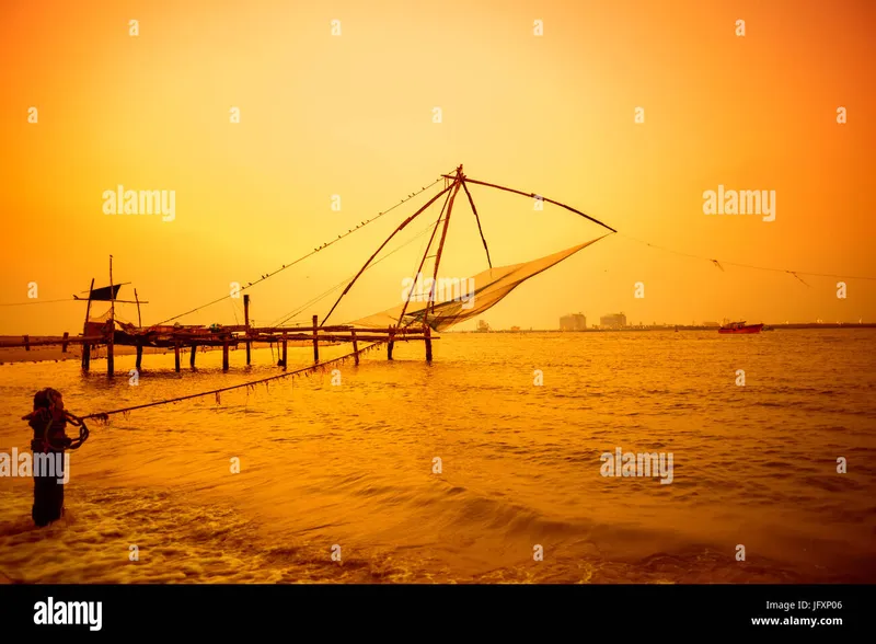 Image Kochi - Chinese Fishing Nets image beautiful image beautiful - beautiful sunset scene of Kochi chinese fishnets, Kerala. Fort ...