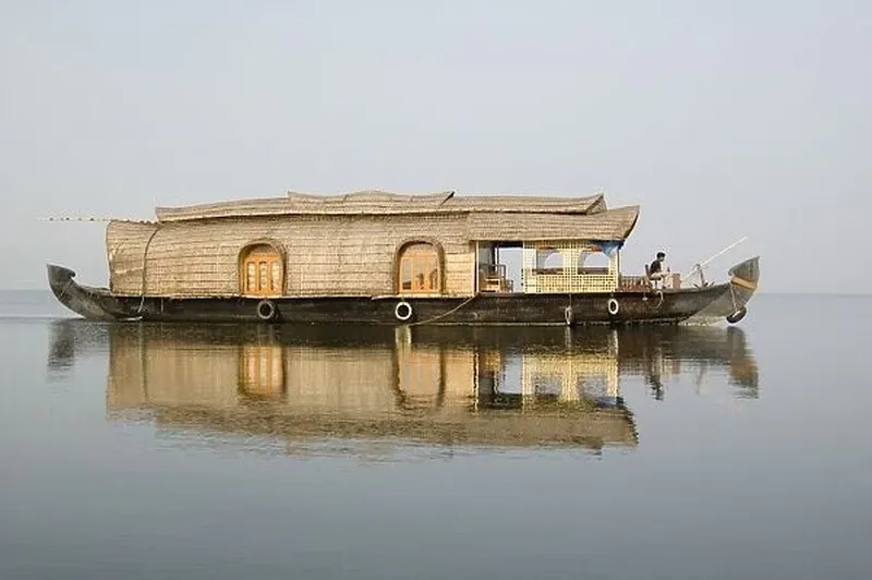 Image Kumarakom - Backwaters image beautiful image beautiful - Kettuvallum (houseboat) on lagoon in backwaters, Kumarakom