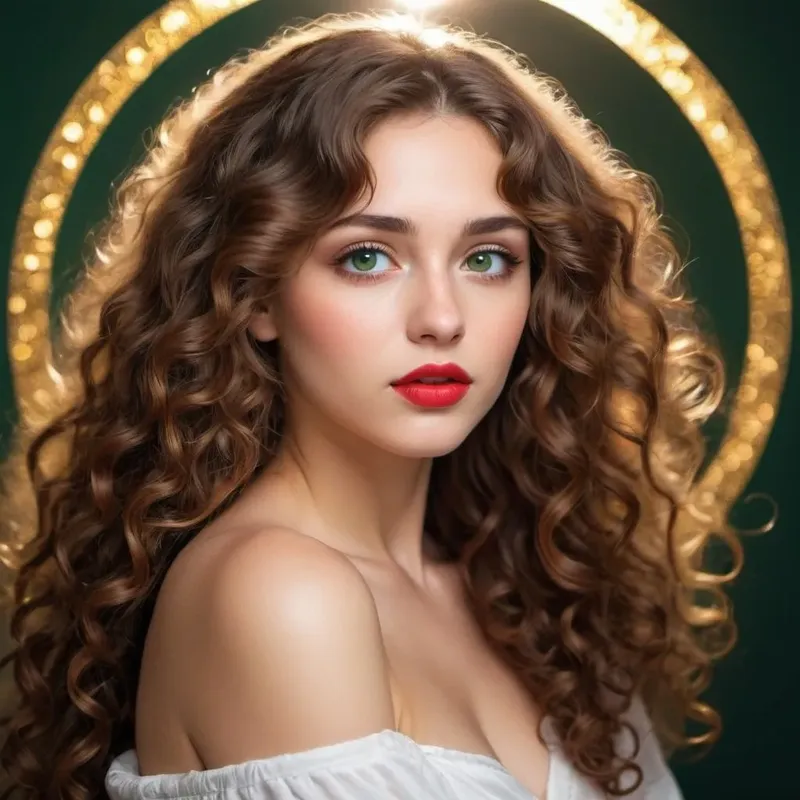 Image Left Eye image beautiful image beautiful image beautiful image beautiful - Beautiful angelic women with long full curly brown h...