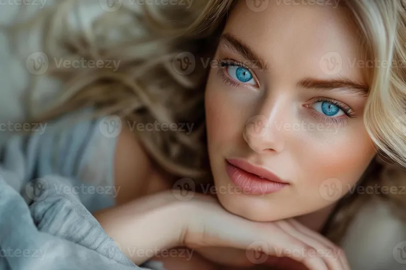 Image Left Eye image beautiful image beautiful image beautiful image beautiful - AI generated A beautiful woman with blue eyes and blonde hair ...