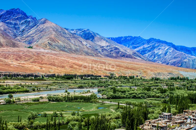 Image Leh-Ladakh - High-altitude Desert image beautiful image beautiful - Indus valley from Leh | Mountains & Hills | Landscapes | Pixoto