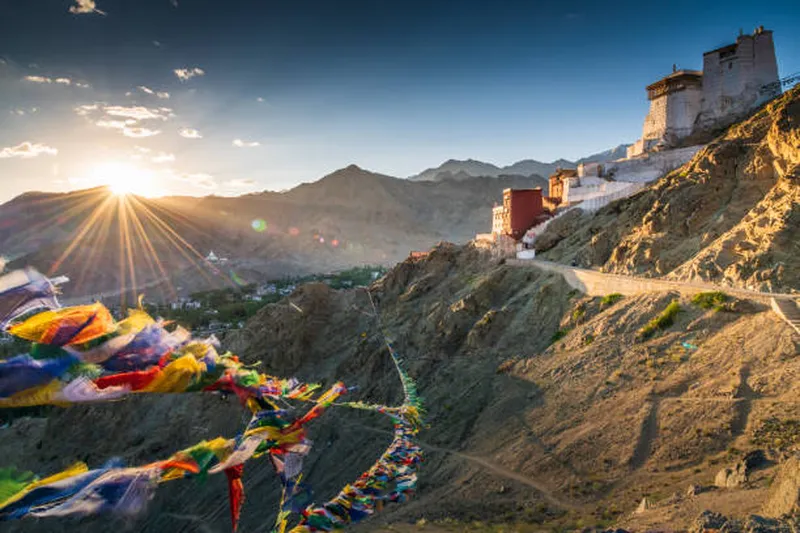 Image Leh-Ladakh - High-altitude Desert image beautiful image beautiful image beautiful image beautiful image beautiful image beautiful image beautiful - Prayer Flag In Tsemo Castle With Beautiful Mountain Snow Landscape ...