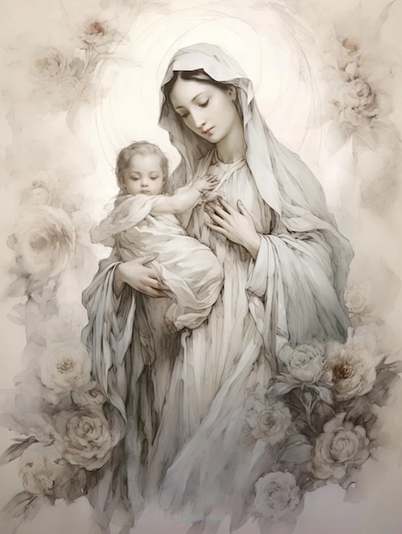 Image Mary image beautiful image beautiful image beautiful - Beautiful Virgin Mary Our Lady Traditional chinese ink style ...