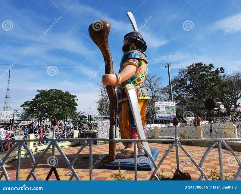 Image Mysore - Chamundi Hill image beautiful - Closeup of Beautiful Statue of Mahishasura Entrance of the ...