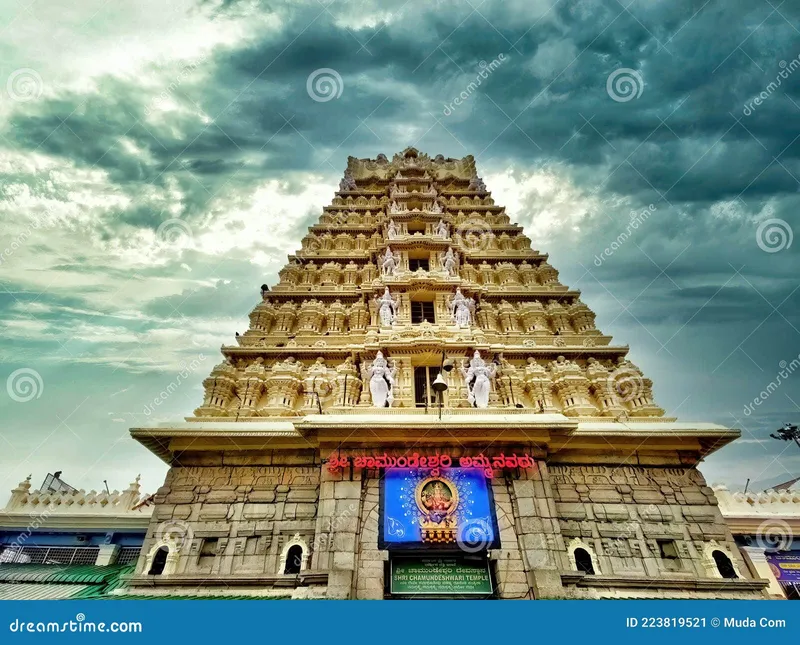 Image Mysore - Chamundi Hill image beautiful - Chamundeshwari Temple Gopura with Cloudy Sky Background Editorial ...