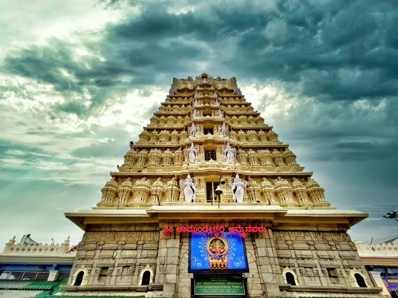 Image Mysore - Chamundi Hill image beautiful image beautiful - Chamundeshwari Temple Gopura with Cloudy Sky Background Editorial ...