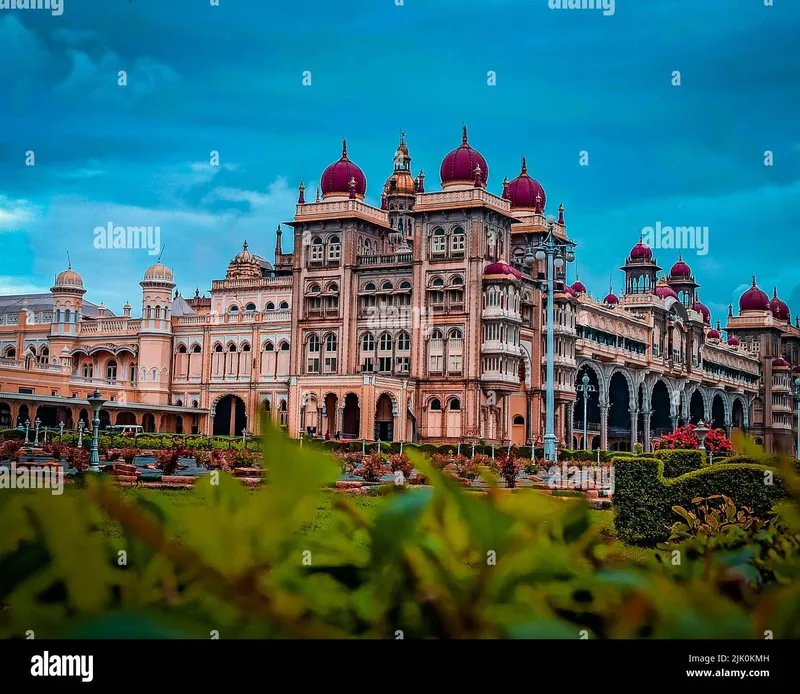 Image Mysore - Mysore Palace image beautiful image beautiful image beautiful image beautiful - The exterior design of the beautiful Mysore Palace against cloudy ...